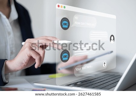 Artificial intelligence chatbot communication innovation client business service message technology concept data connection support assistant computer futuristic internet online software chat help