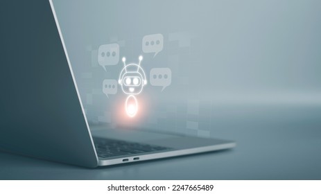 Artificial intelligence chatbot conversation assistant. Person using online customer contact service ai chatbot automated application support and CRM software technology - Shutterstock ID 2247665489
