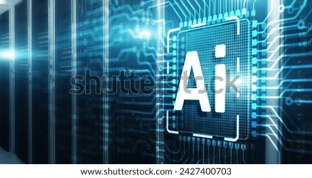 Artificial intelligence chip. Ai chipset on 3D circuit board