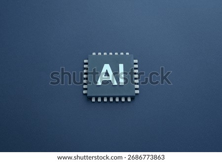 Artificial intelligence chip. Next-generation chips. Advances in computing technology. Symbol of innovation, automation, and machine learning. AI development, robotics