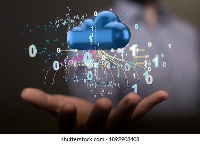 Artificial Intelligence Cloud technology. Integrated digital web concept background
