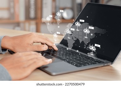 Artificial intelligence concept. Chat bot automated helpers to access data and information in online networks.