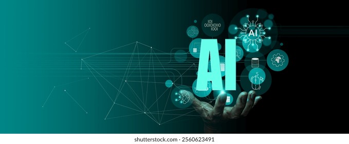 Artificial Intelligence Concept with Digital Network and Hand Reaching AI Elements - Powered by Shutterstock - Get 15% off with code: PIKWIZARD15