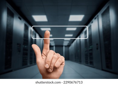 Artificial intelligence concept, human hand on background