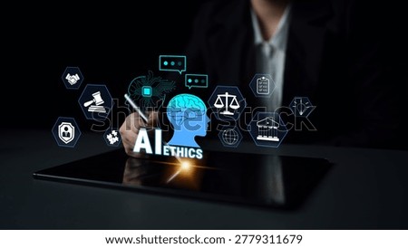 Artificial Intelligence and Ethics in Technology Featuring Digital Icons and Concepts Reflecting Modern Challenges and Responsibilities in AI Development Quark.