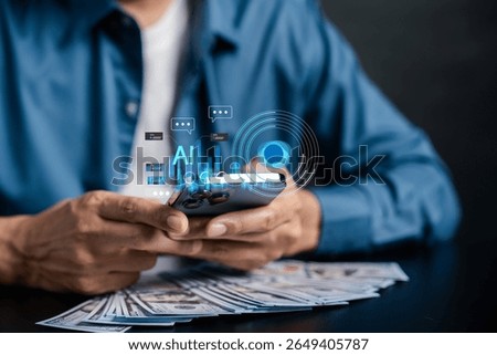 Artificial intelligence for financial growth using smartphone technology. AI investment, cash flow automation, fintech innovation, and digital wealth generation tools.