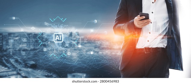 Artificial intelligence integration concept linking apps, data streams and automation across enterprise systems and platforms. Corpus