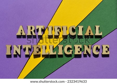 Artificial Intelligence, also known as AI, words in wooden alphabet letters isolated on background as banner headline