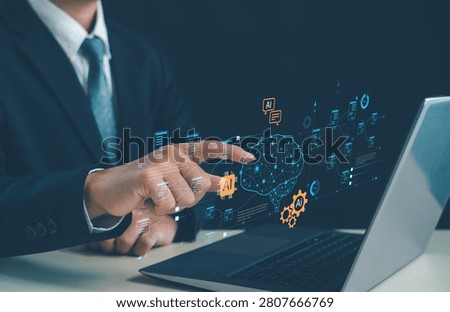 Artificial intelligence and machine learning technology concept with digital data processing, neural network automation, business analytics, AI workflow integration, and smart innovation.