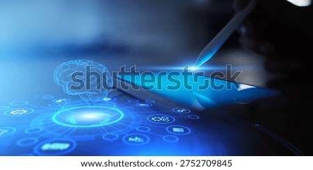 Artificial Intelligence and Neural Network Visualization in Digital Interface.