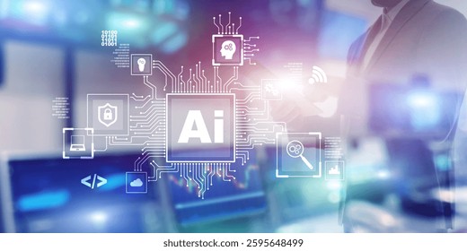 Artificial Intelligence Processor Concept. AI Big Data Array. Innovation concept 2025.
