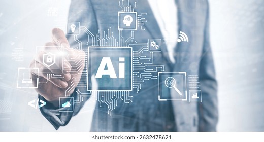 Artificial Intelligence Processor Concept. AI Big Data Array. Innovation concept 2025.