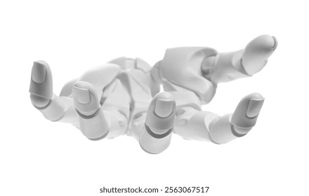Artificial intelligence. Robot hand gesturing on white background