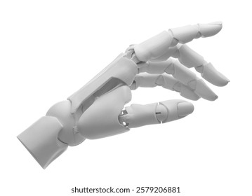 Artificial intelligence. Robot hand gesturing on white background