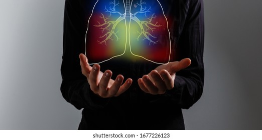 Artificial Intelligence In Smart Healthcare Hospital Technology Concept. AI Biomedical Algorithm And Machine Learning Detect Pneumonia And Cancer Cell In X-Rays Process.