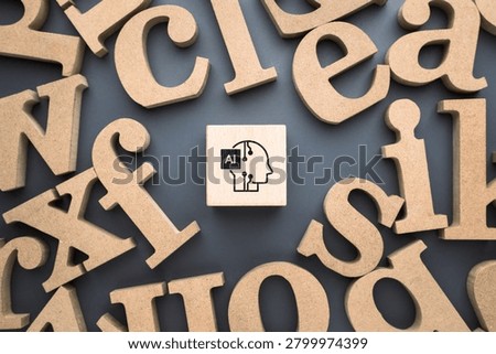 Artificial intelligence surrounded by alphabet letters, representing AI glossary, terminology, language models, AI literacy, education, and knowledge concepts