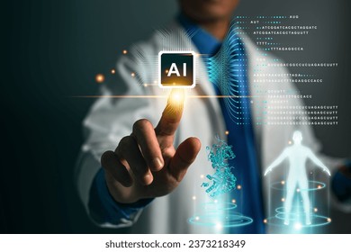 Artificial intelligence technology AI in scientific research. Researchers have applied artificial intelligence technology AI in genetic engineering prediction and drug design research. - Powered by Shutterstock