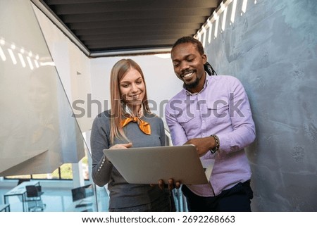 Artificial intelligence and technology development team using laptops, coding and smart solutions