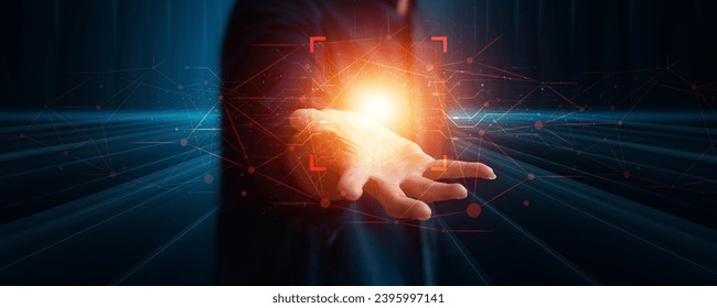 artificial intelligence technology People using AI smart technology. PCB cyberneon light released from hand. Concept. Future technology change. Determining the future destiny of the world - Shutterstock ID 2395997141