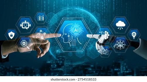 Artificial intelligence use case concept linking analytics, security, cloud services and operations for modern organizations. Corpus