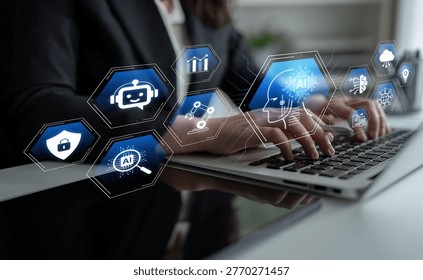 Artificial intelligence use case concept linking analytics, security, cloud services and operations for modern organizations. Corpus