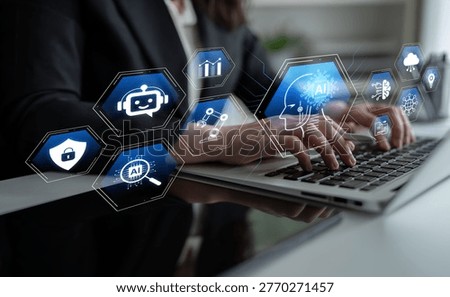 Artificial intelligence use case concept linking analytics, security, cloud services and operations for modern organizations. Corpus