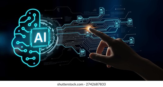 Artificial intelligence using AI neural processing and circuit to transform AI data into actionable output by smart automated AI reasoning science. Future of cognitive tech deep learning NPU. Corpus