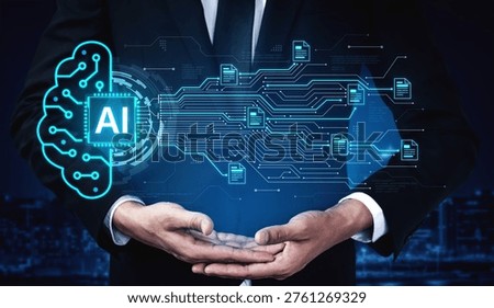 Artificial intelligence using AI neural processing and circuit to transform AI data into actionable output by smart automated AI reasoning science. Future of cognitive tech deep learning NPU. Corpus