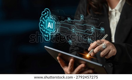 Artificial intelligence using AI neural processing and circuit to transform AI data into actionable output by smart automated AI reasoning science. Future of cognitive tech deep learning NPU. Corpus