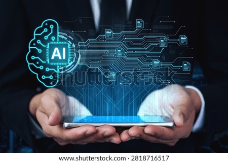 Artificial intelligence using AI neural processing and circuit to transform AI data into actionable output by smart automated AI reasoning science. Future of cognitive tech deep learning NPU. Corpus