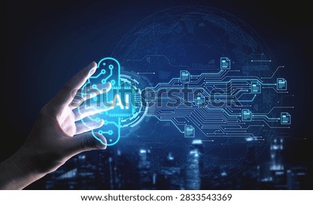 Artificial intelligence using AI neural processing and circuit to transform AI data into actionable output by smart automated AI reasoning science. Future of cognitive tech deep learning NPU. Corpus