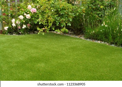 Artificial Lawn In Small Garden In East Yorkshire, UK, June