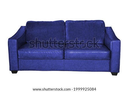 Artificial leather sofa isolated on white background, with clipping path.