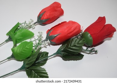 Artificial Red Rose Green Leaves Made Stock Photo 2172439431 | Shutterstock