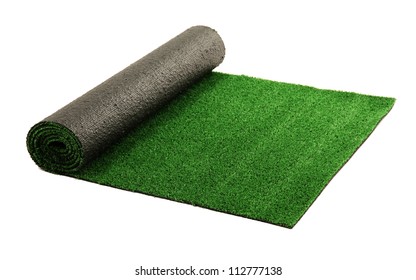 Artificial Rolled Green Grass Isolated On Stock Photo 112777138 ...