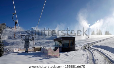 artificial snow for praparation the ski slope for the winter season