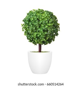 Artificial Tree In A Pot Isolated On White Background