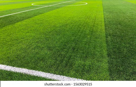 Artificial Turf Of Soccer Football Field With White Stripe