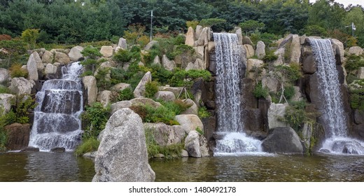 Artificial Waterfall In The Park