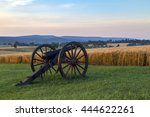 Artillery in front of wheat field at Antietam National Battlefield in Sharpsburg, Maryland.  The battle at Antietam was the bloodiest single-day battle in American history.