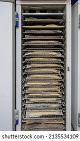 Artisan Baker And Pastry Chef. Detail Of Bread Proofing Chamber In A Bakery