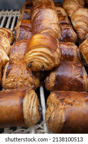 Artisan baker and pastry chef. Detail of mixed pastries in a bakery