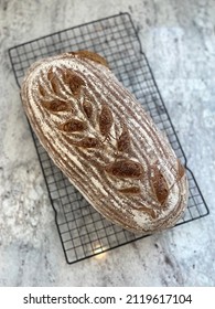 Artisan Bread Homemade Sourdough Bread Whole Wheat Healthy Eating Top View Food