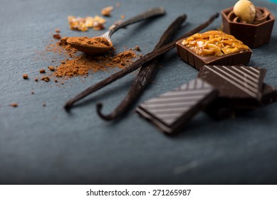 Artisan Chocolate Food Background With Copy Space