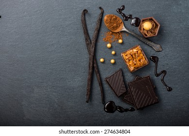 Artisan Chocolate Food Background With Copy Space