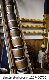 Artisan Edam Cheese, Detail Of Dutch Cheese Making