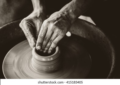 Artisan Hands Making Clay Pot