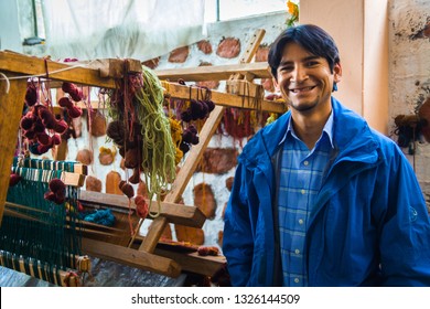 Artisan Weaver Working In His Workshop, March 2014, Ayacucho Peru