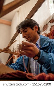 Artisan Weaver Working In His Workshop, March 2014, Ayacucho Peru