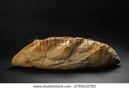 Artisanal rustic bread loaf on black background